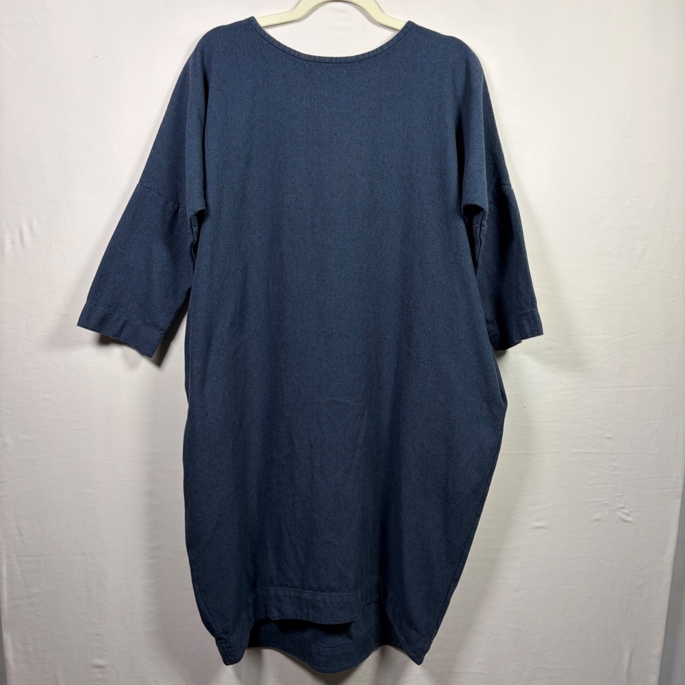 Black Crane Navy Lagenlook Minimalist Oversized Quiet Luxury Grandmacore Dress M